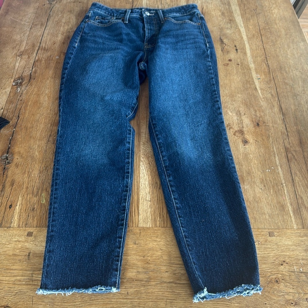 Old Navy Button Fly OG Straight Leg High Rise Raw Hem Jeans